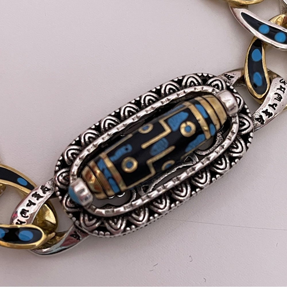 Vintage Chinese STERLING SILVER Gold Plated Turquoise Unique Whimsical Bracelet - Picture 2 of 16